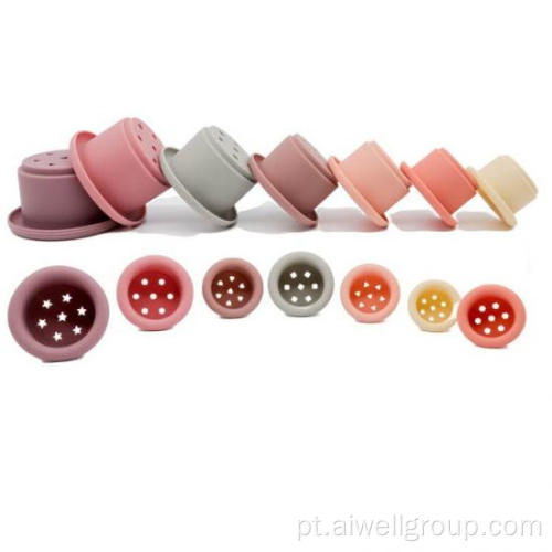 Brinquedo de xícara colorido de silicone não tóxico